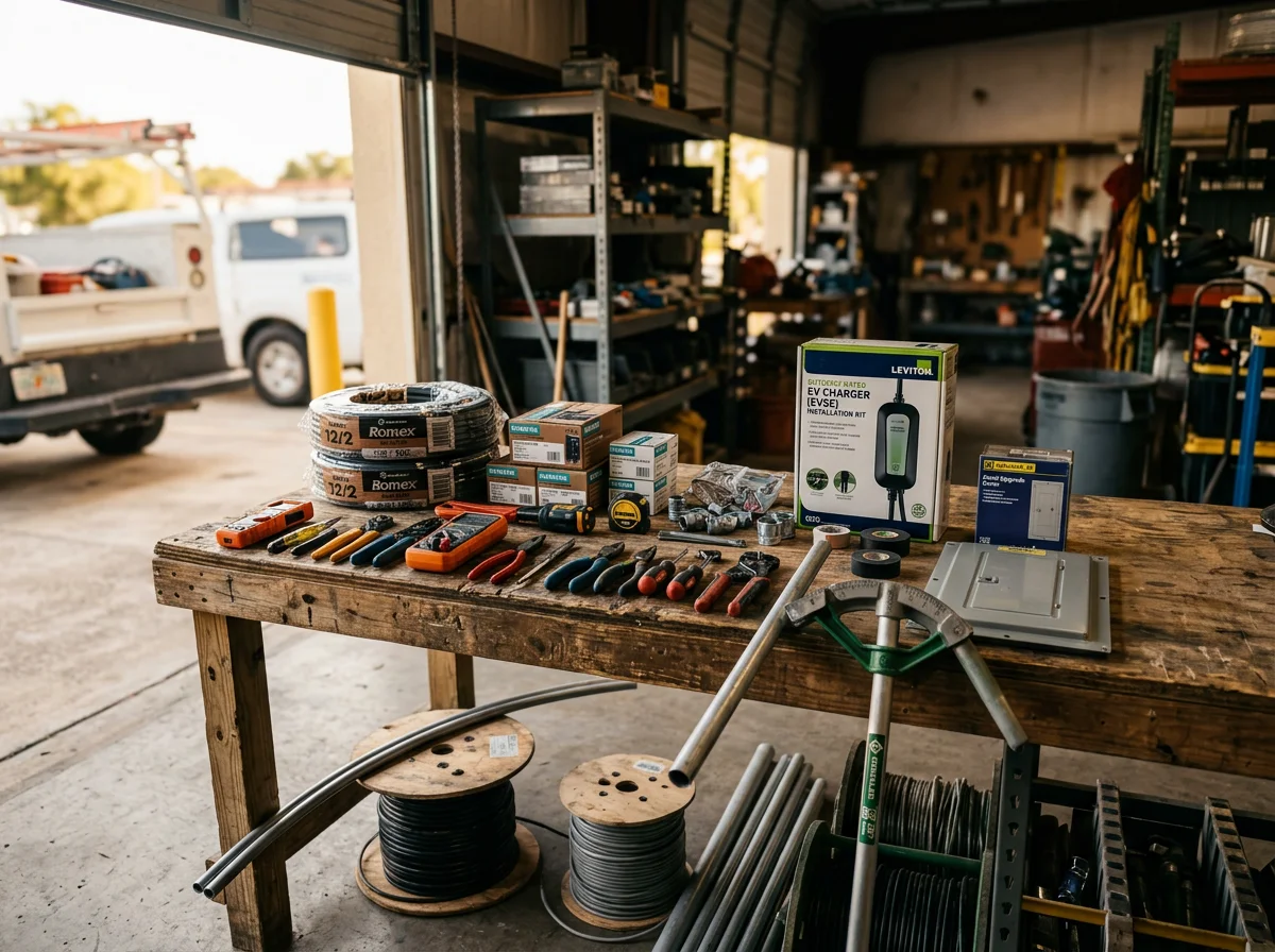 Electrician tools and equipment ready for service calls, representing professional electrical repair and installation work.