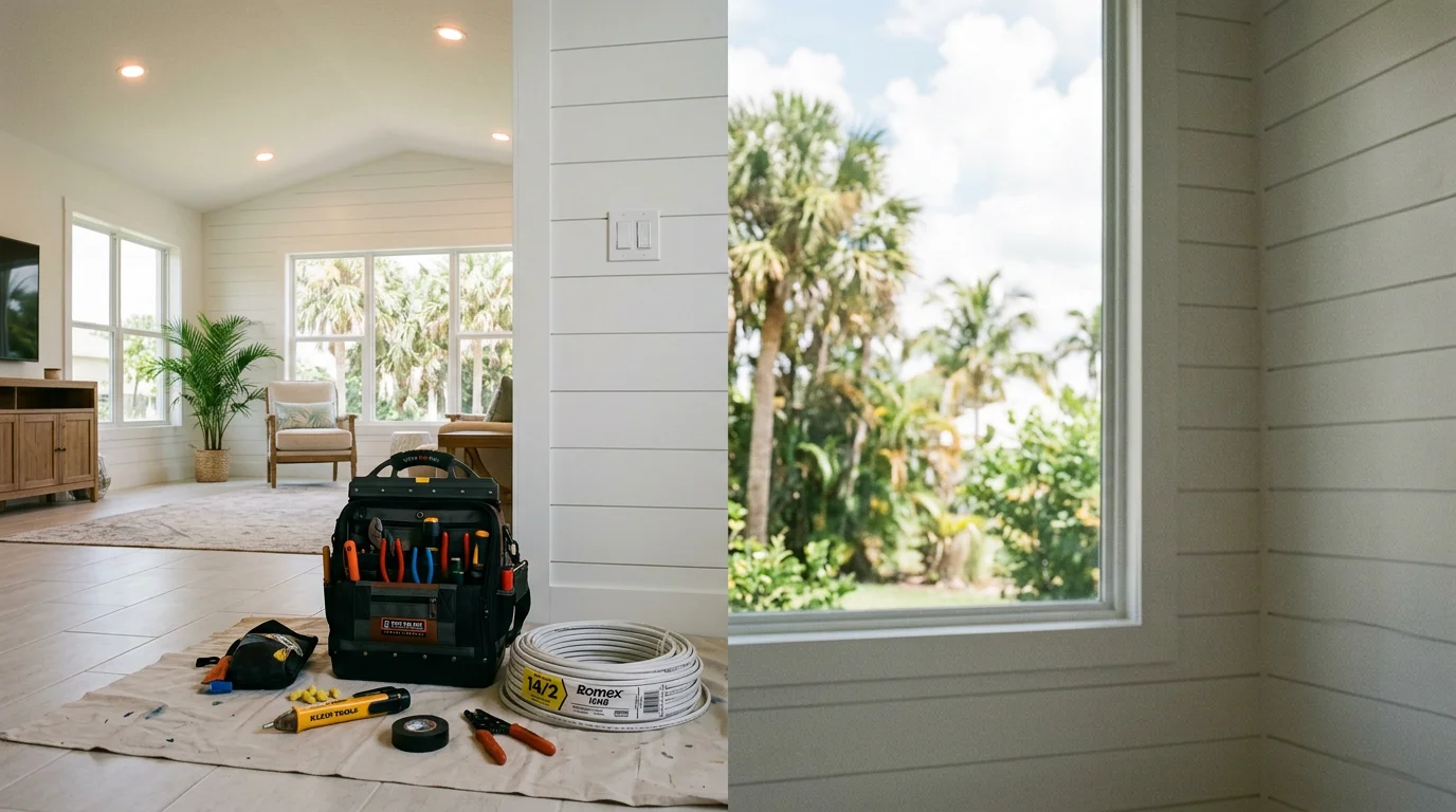 Interior residential lighting fixture installation